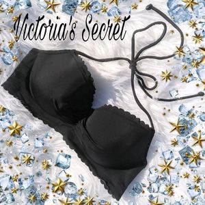 Sexy scalloped halter tie bikini top